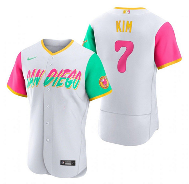Men's San Diego Padres #7 Ha Seong Kim 2022 White City Connect Flex Base Stitched Baseball Jersey